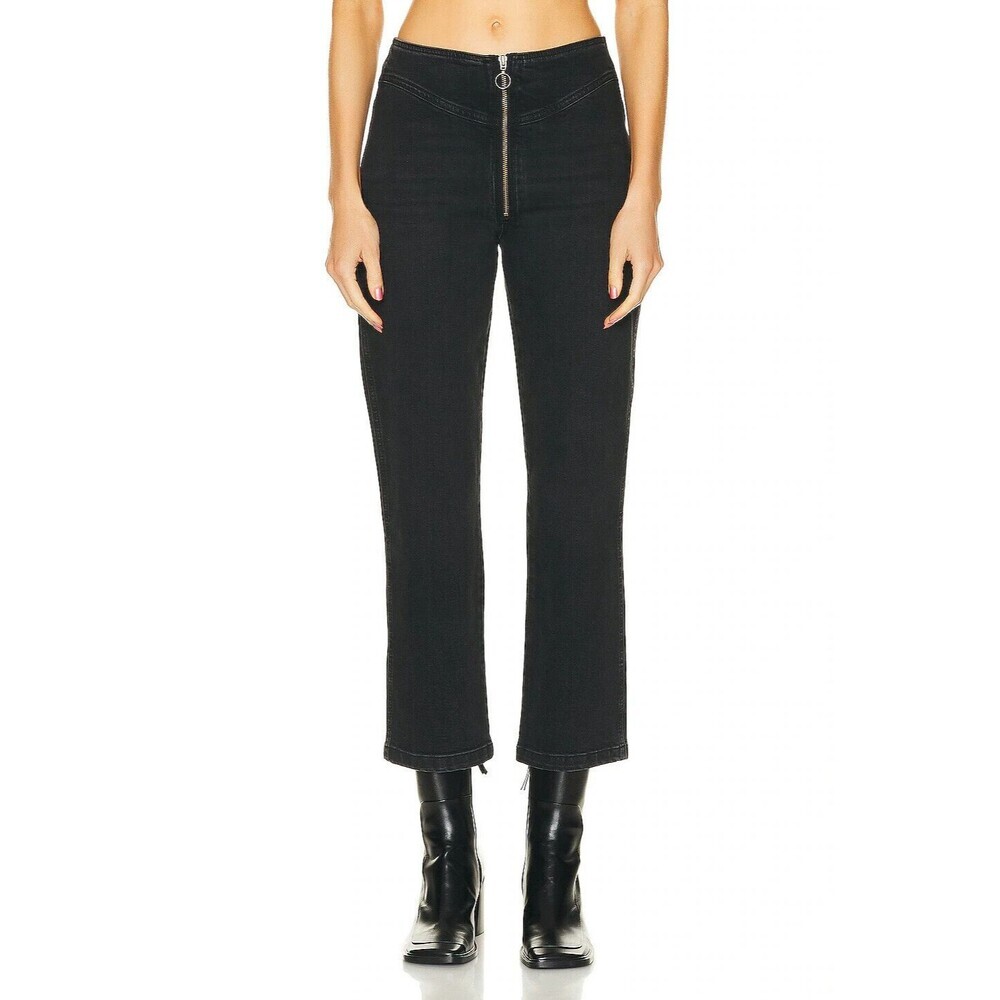Frame The Zip Up Jean‎ Women Size 29 Lunar Black Crop Stretch High Rise NWT